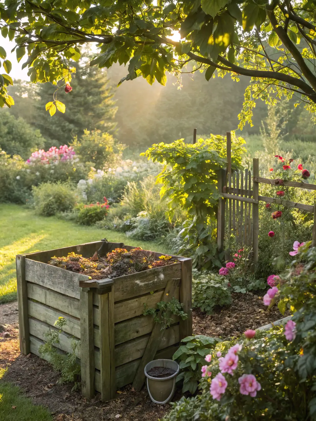 A workshop setting where participants are learning about composting techniques and sustainable gardening practices.